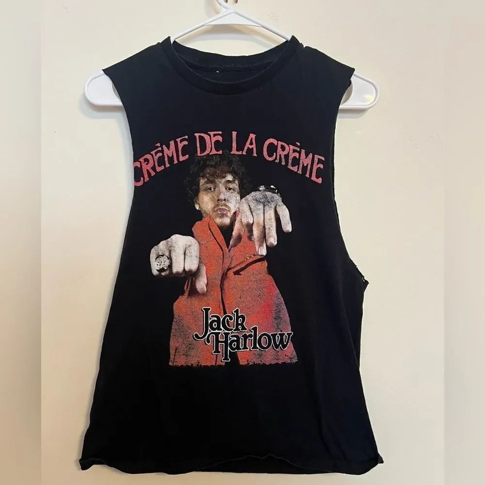 Jack Harlow tour shirt BlackβGraphic Tank Top with Red and White Accents